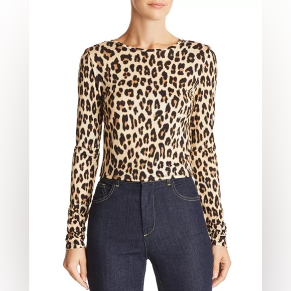 Alice + Olivia Delaina Leopard Print Crop Top